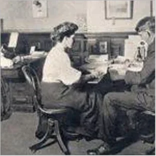 Early 20th-century office of Starkweather & Shepley, showcasing historical business operations in Rhode Island.