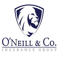 Lion emblem logo for O'Neill & Co. Insurance Group, featuring a shield design.