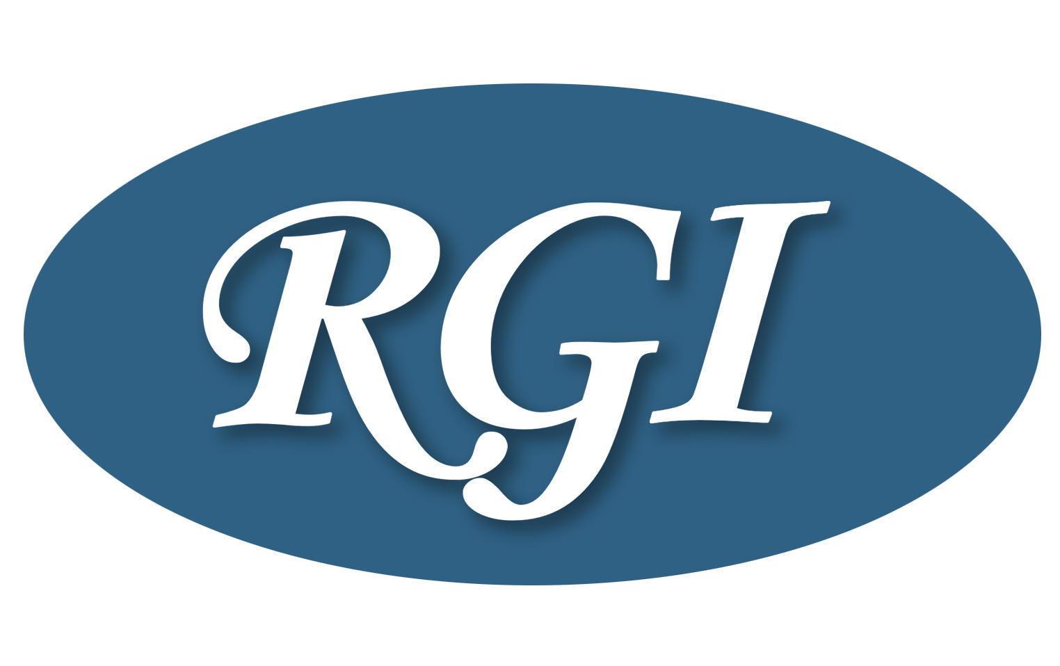 RGI logo with white text on blue oval background